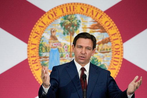 FILE - Florida Gov. Ron DeSantis speaks during a news conference in Miami, Tuesday, May 9, 2023. (AP Photo/Rebecca Blackwell, File)